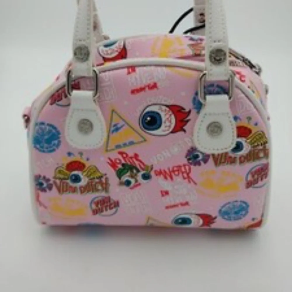 Von Dutch Pink Graphic Bag vintage rare costly 90s - Picture 2 of 3